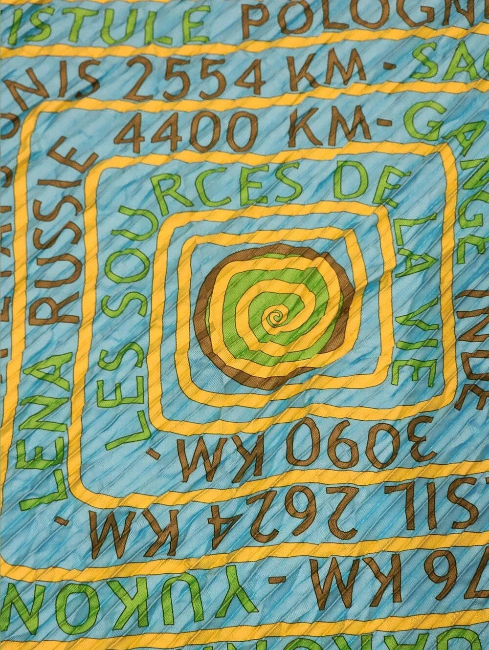 Hermes Les Sources de la Vie Plisse Pleated Silk Scarf